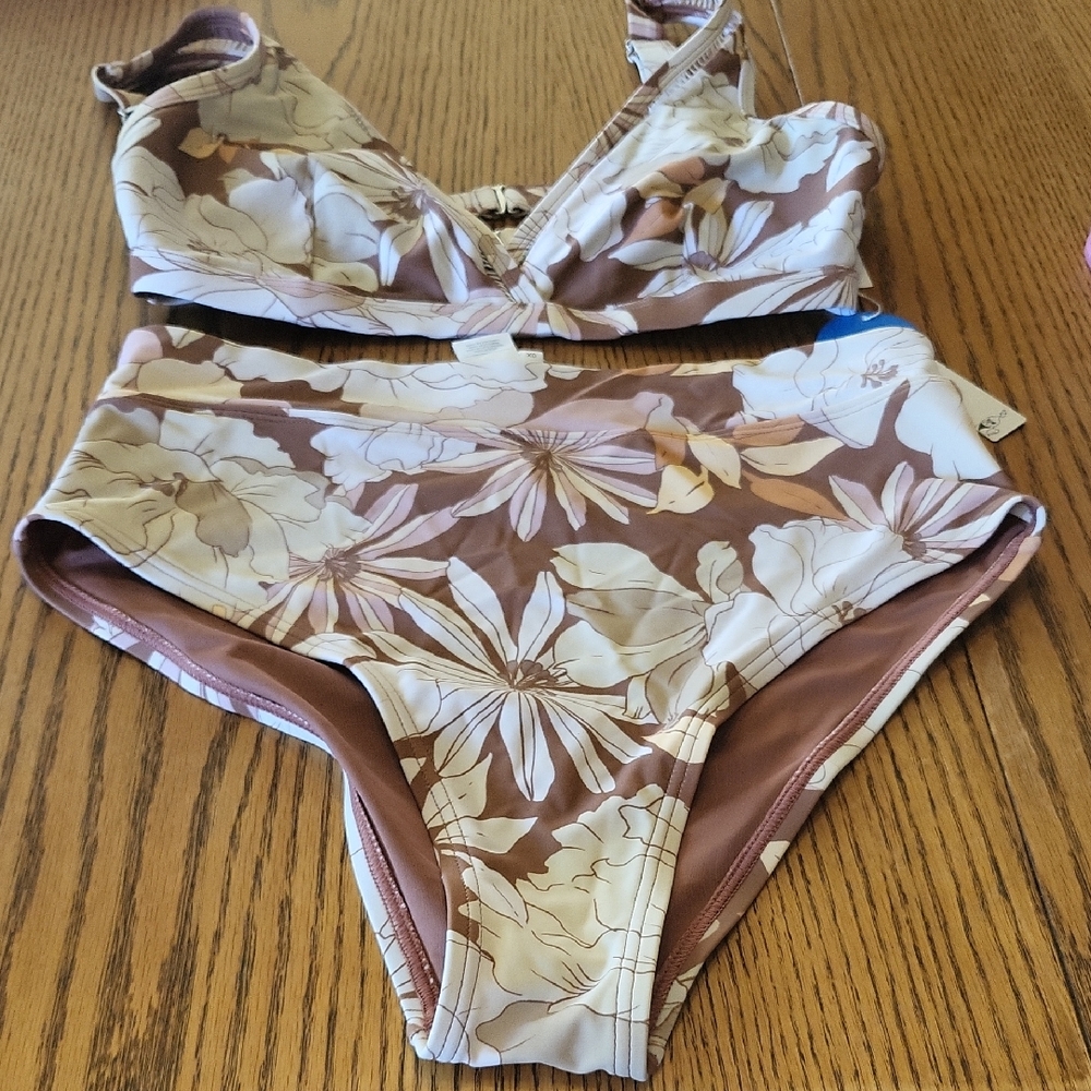 Cupshe Brown and Tan Floral Bikini